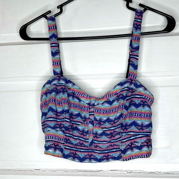 Lorimer NYC printed crop top Corset Aztec Southwest Small - Picture 1 of 4